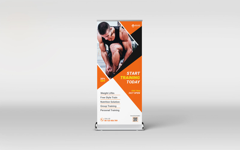 Fitness and gym roll up banner design template Corporate Identity