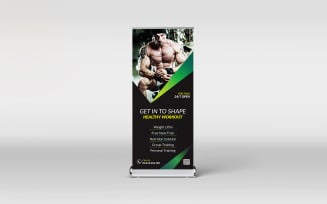 Fitness and gym roll up banner design