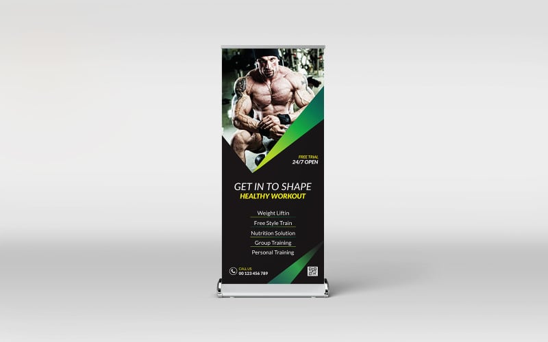 Fitness and gym roll up banner design Corporate Identity