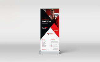 Fitness and gym roll up banner template design