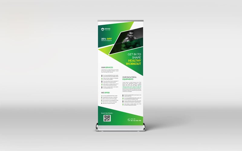 Fitness and gym roll up banner template Corporate Identity