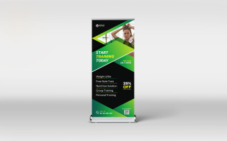Gym and fitness roll-up banner design template