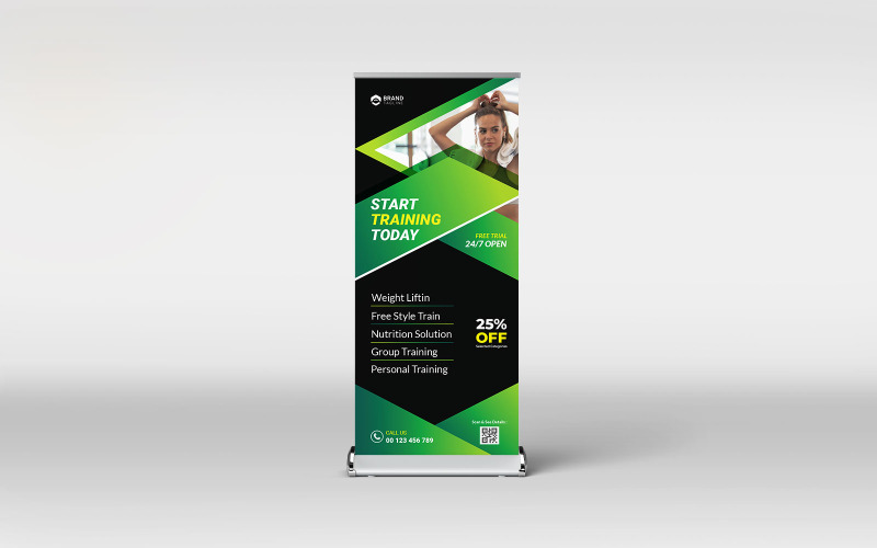 Gym and fitness roll-up banner design template Corporate Identity