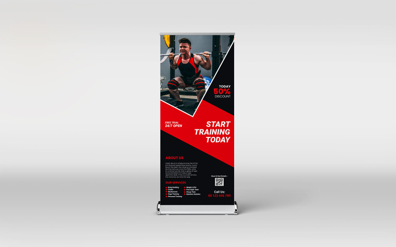 Gym and fitness roll-up banner design Corporate Identity