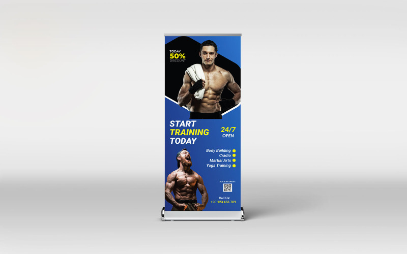 Gym and fitness roll-up banner template Corporate Identity