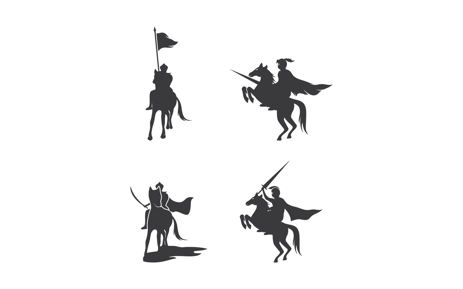 Horse knight hero icon vector logo design