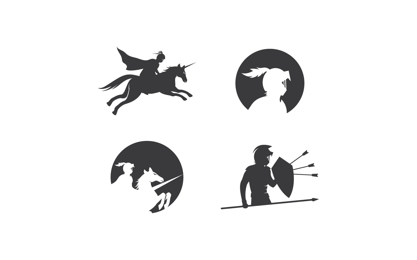 Horse knight hero logo vector illustration design