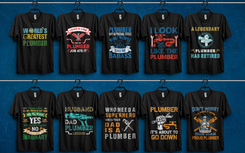 Plumber T-Shirt Designs Bundle T-shirt