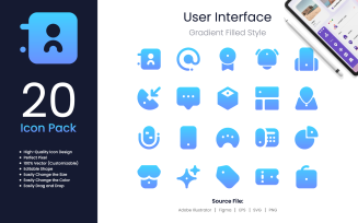 User Interface Icon Pack Gradient Filled Style 3