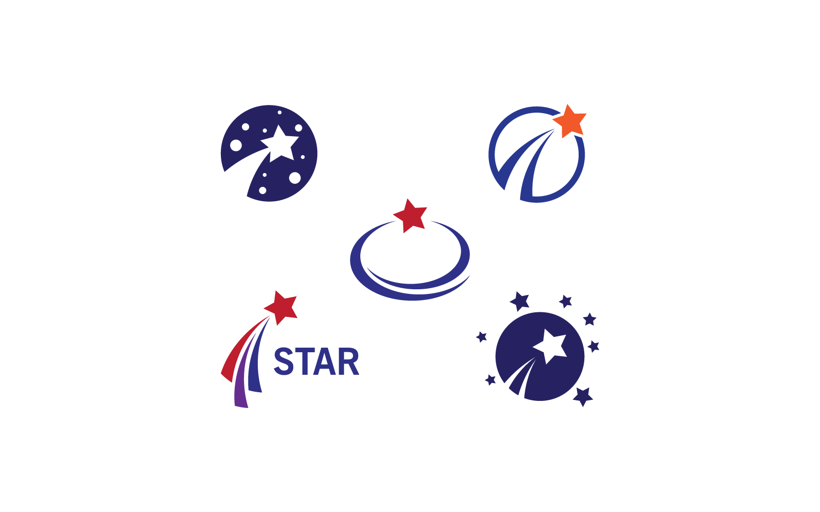 Diseño plano del vector de la ilustración del logotipo de la estrella