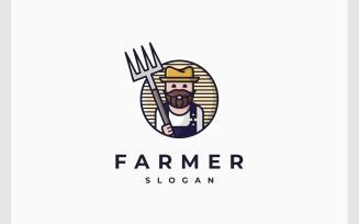 Happy Farmer Cartoon Mascot Logo