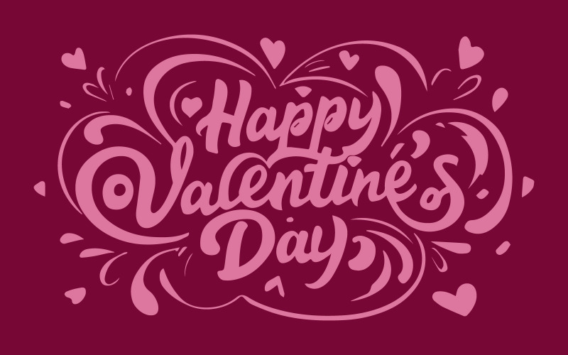 Happy Valentines Day lettering with heart background - Free Vector Graphic