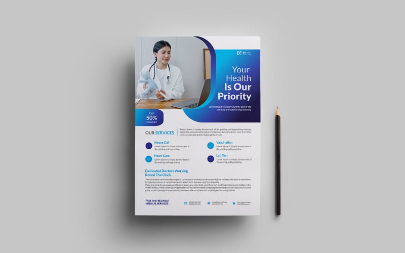 Healthcare and medical flyer design template Corporate Identity
