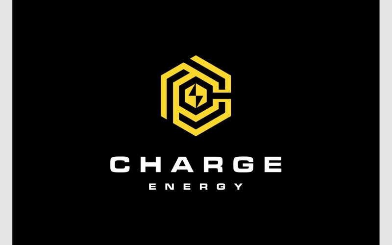 Letter C Electric Volt Hexagon Logo Logo Template
