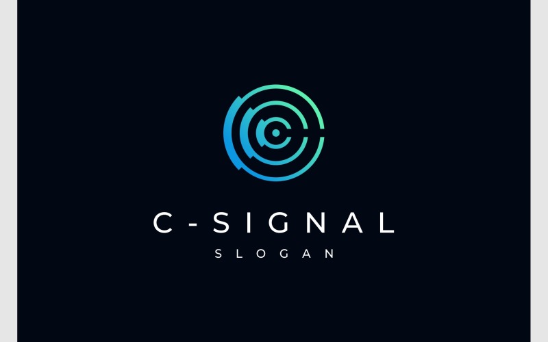 Letter C Signal Broadcast Radar Logo Logo Template