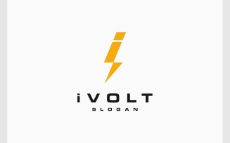 Letter I Electric Volt Simple Logo