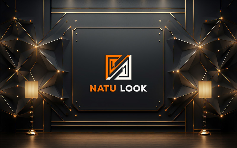 Luxury wall mockup | wall logo mockup | black and gold wall logo mockup Product Mockup