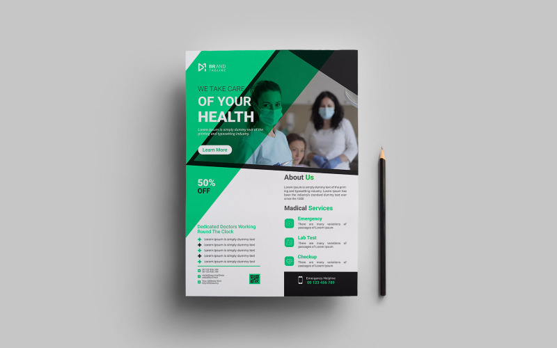 Medical and Healthcare flyer design template Corporate Identity