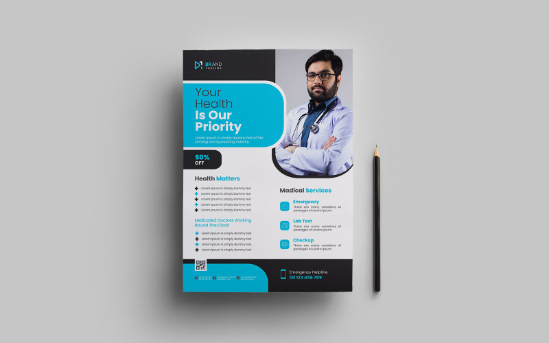 Medical and healthcare flyer template design Corporate Identity