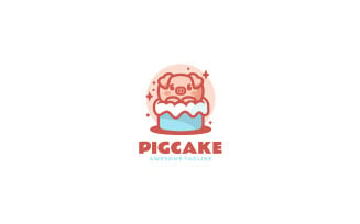 Pig Cake Mascot Cartoon Logo