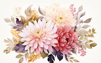 Watercolor Flowers Bouquets, illustration background 201