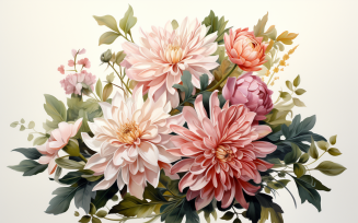 Watercolor Flowers Bouquets, illustration background 204
