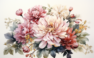 Watercolor Flowers Bouquets, illustration background 206