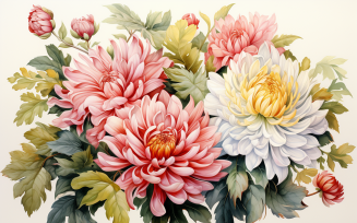 Watercolor Flowers Bouquets, illustration background 207