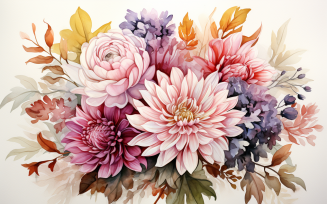 Watercolor Flowers Bouquets, illustration background 208