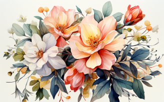 Watercolor Flowers Bouquets, illustration background 210