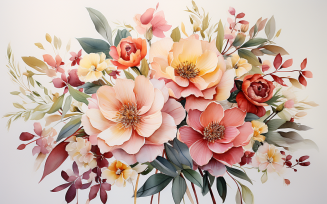 Watercolor Flowers Bouquets, illustration background 216