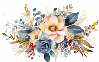 Watercolor Flowers Bouquets, illustration background 218