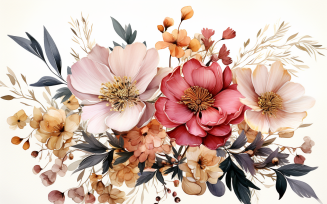 Watercolor Flowers Bouquets, illustration background 235