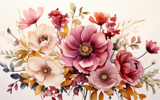 Watercolor Flowers Bouquets, illustration background 236