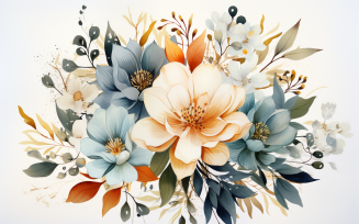Watercolor Flowers Bouquets, illustration background 211