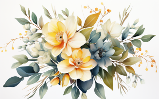 Watercolor Flowers Bouquets, illustration background 217