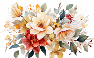 Watercolor Flowers Bouquets, illustration background 219