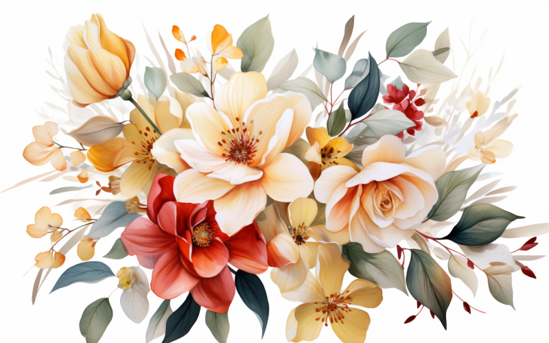 Watercolor Flowers Bouquets, illustration background 219 Illustration