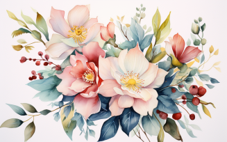 Watercolor Flowers Bouquets, illustration background 220.
