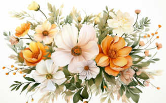 Watercolor Flowers Bouquets, illustration background 225
