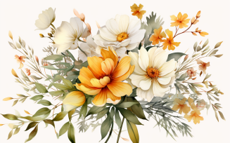 Watercolor Flowers Bouquets, illustration background 226