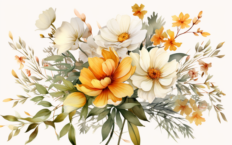 Watercolor Flowers Bouquets, illustration background 226 Illustration