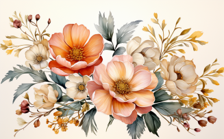 Watercolor Flowers Bouquets, illustration background 229