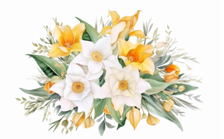 Watercolor Flowers Bouquets, illustration background 237