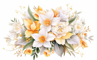 Watercolor Flowers Bouquets, illustration background 238