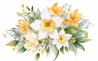 Watercolor Flowers Bouquets, illustration background 239