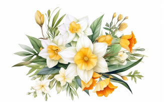 Watercolor Flowers Bouquets, illustration background 241