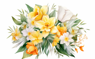 Watercolor Flowers Bouquets, illustration background 242