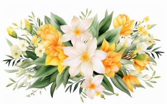 Watercolor Flowers Bouquets, illustration background 243