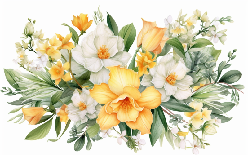 Watercolor Flowers Bouquets, illustration background 244 Illustration